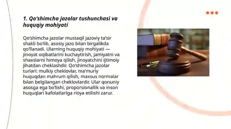 Qoʻshimcha jazolar tushunchasi va ahamiyati 3