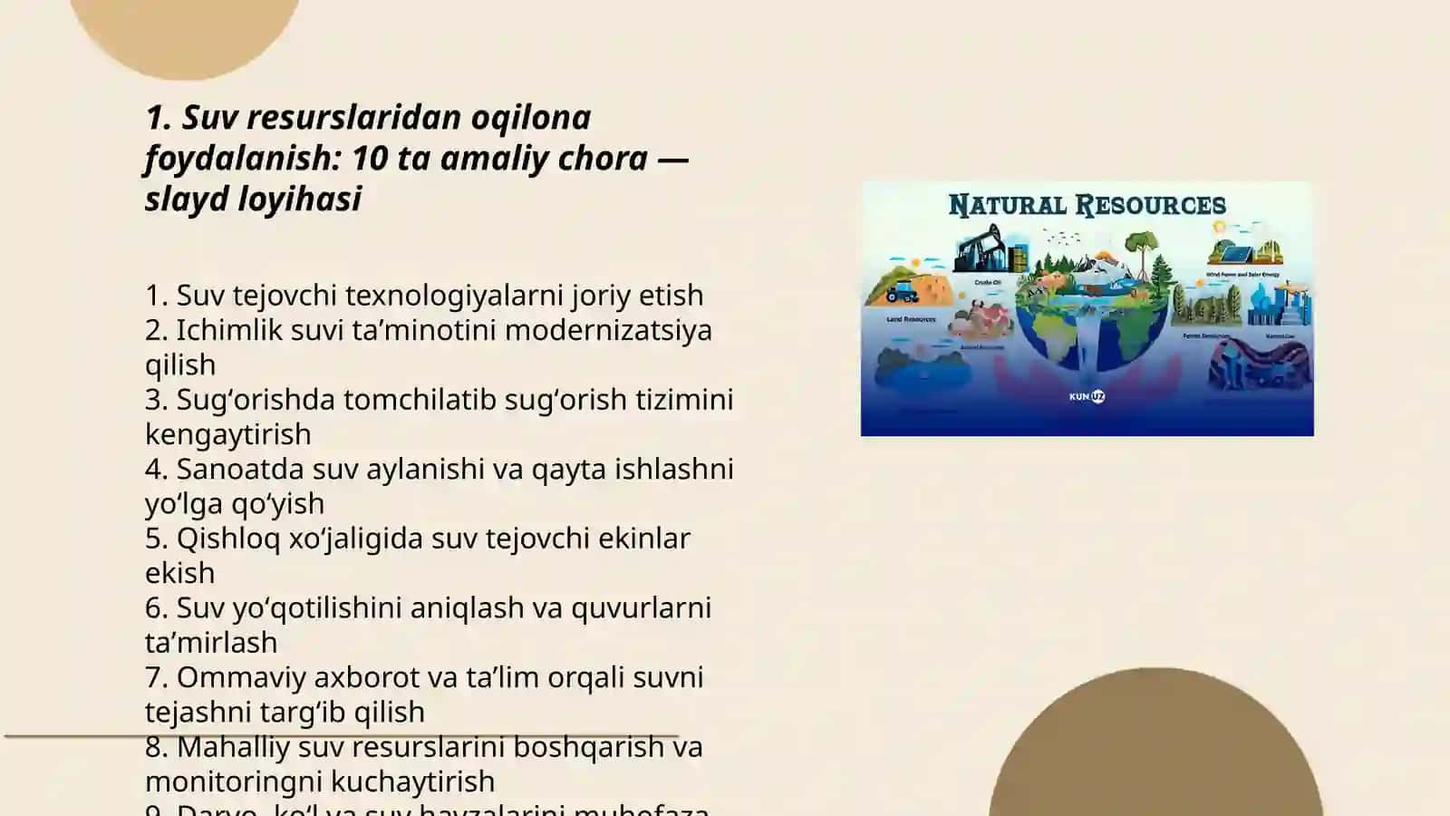 Tabiiy resurslardan oqilona foydalanish yoʻllari haqida loyiha 3