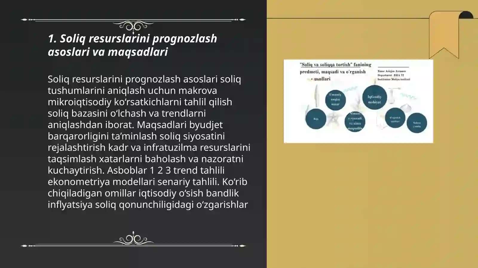 Soliq resurslarini prognozlash asoslari va maqsadlari 3