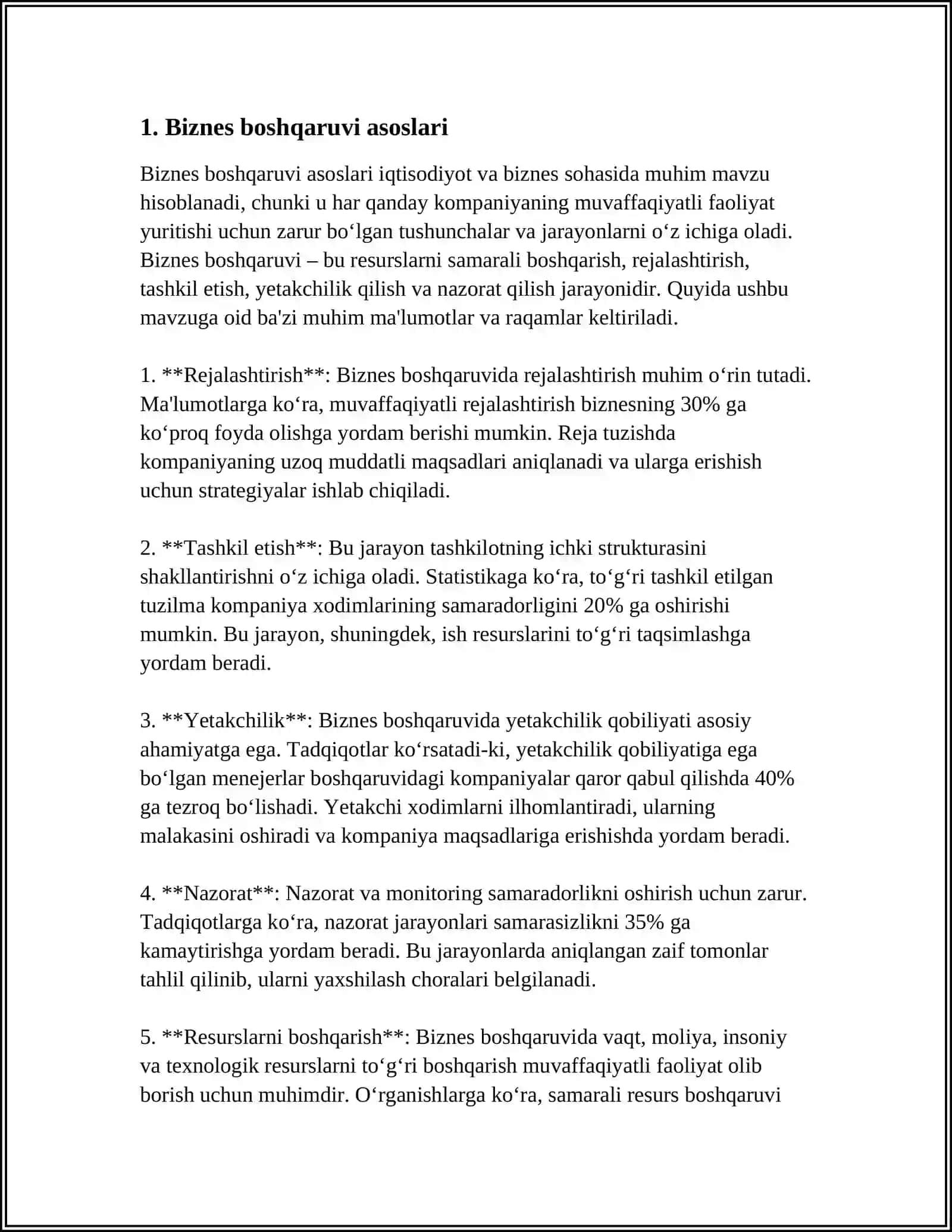 Biznes boshqaruvi asoslari 3