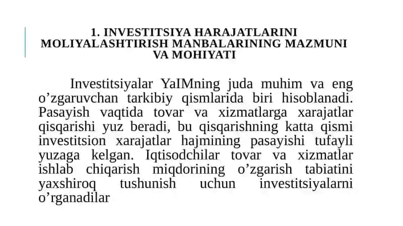 INVESTITSIYA XARAJATLARINI MOLIYALASHTIRISH MANBALARI 3