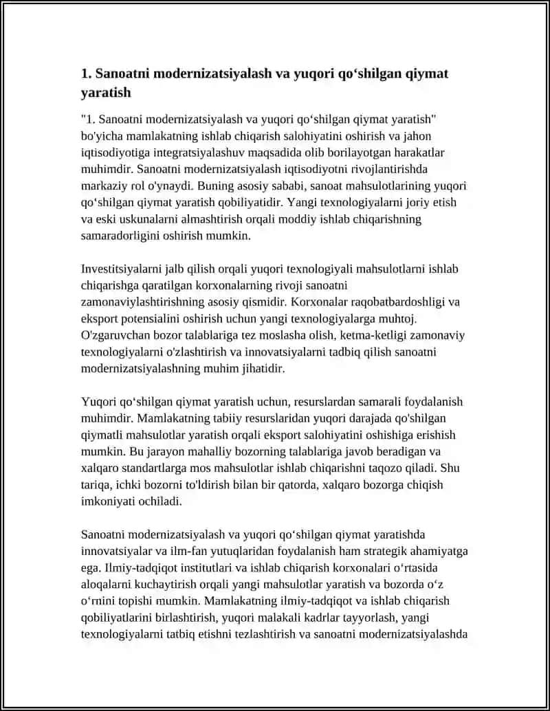 Sanoatni modernizatsiyalash va yuqori qoʻshilgan qiymat yaratish 3