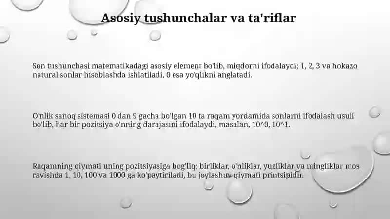 Konsentral (10, 100, 1000 va ko‘p xonali sonlar) bo‘yicha nomerlashga o‘rgatish metodi 3