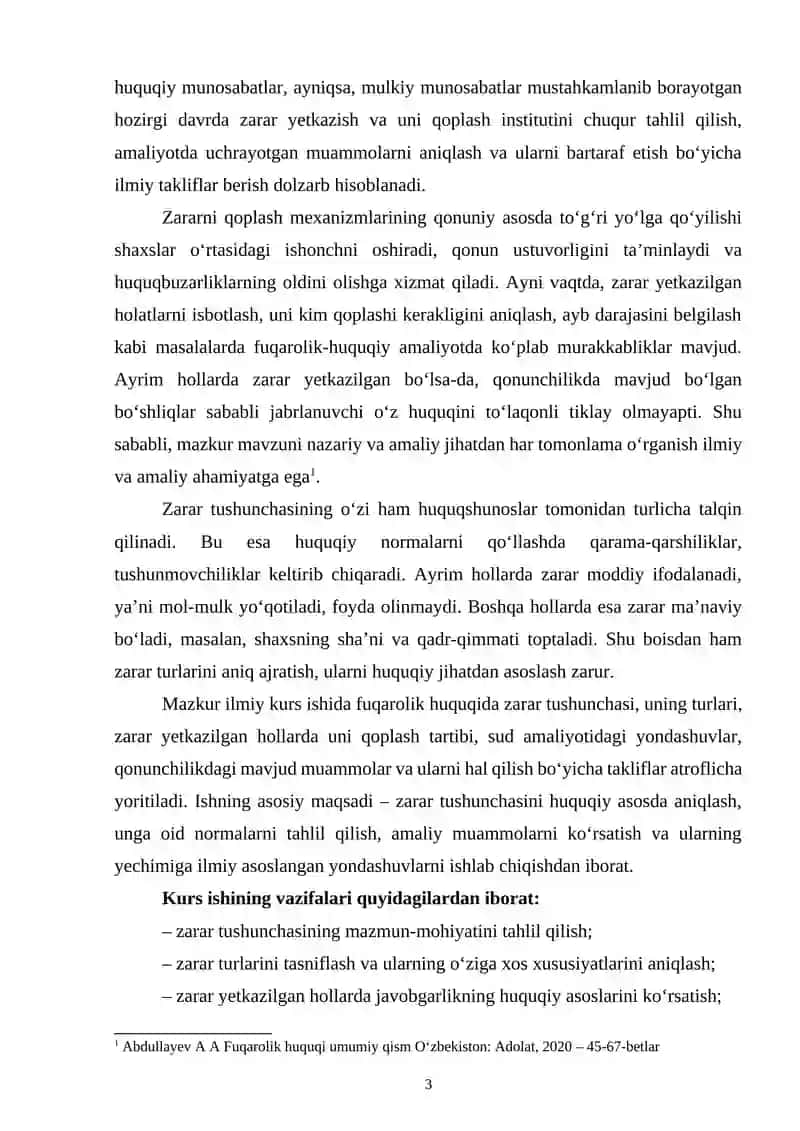 Zarar yetkazishdan kelib chiqadigan majburiyatlarning huquqiy xususiyatlari 3