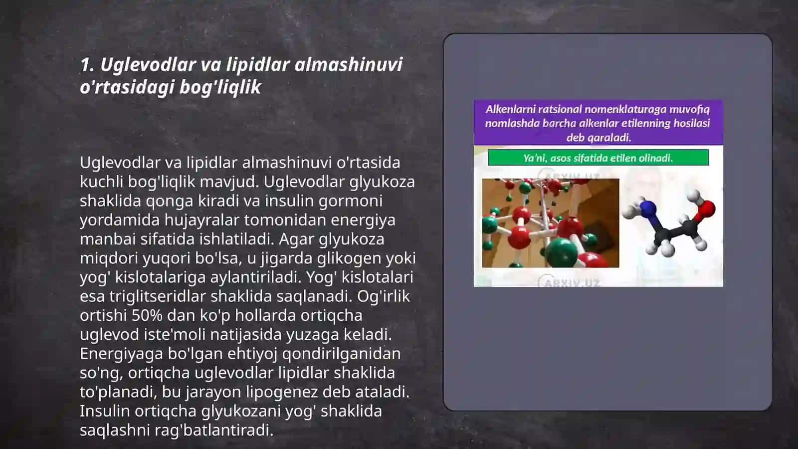 Uglevodlar,yog'lar va aminokislotalar almashinuvi o'rtasidagi bog'liqlik 3