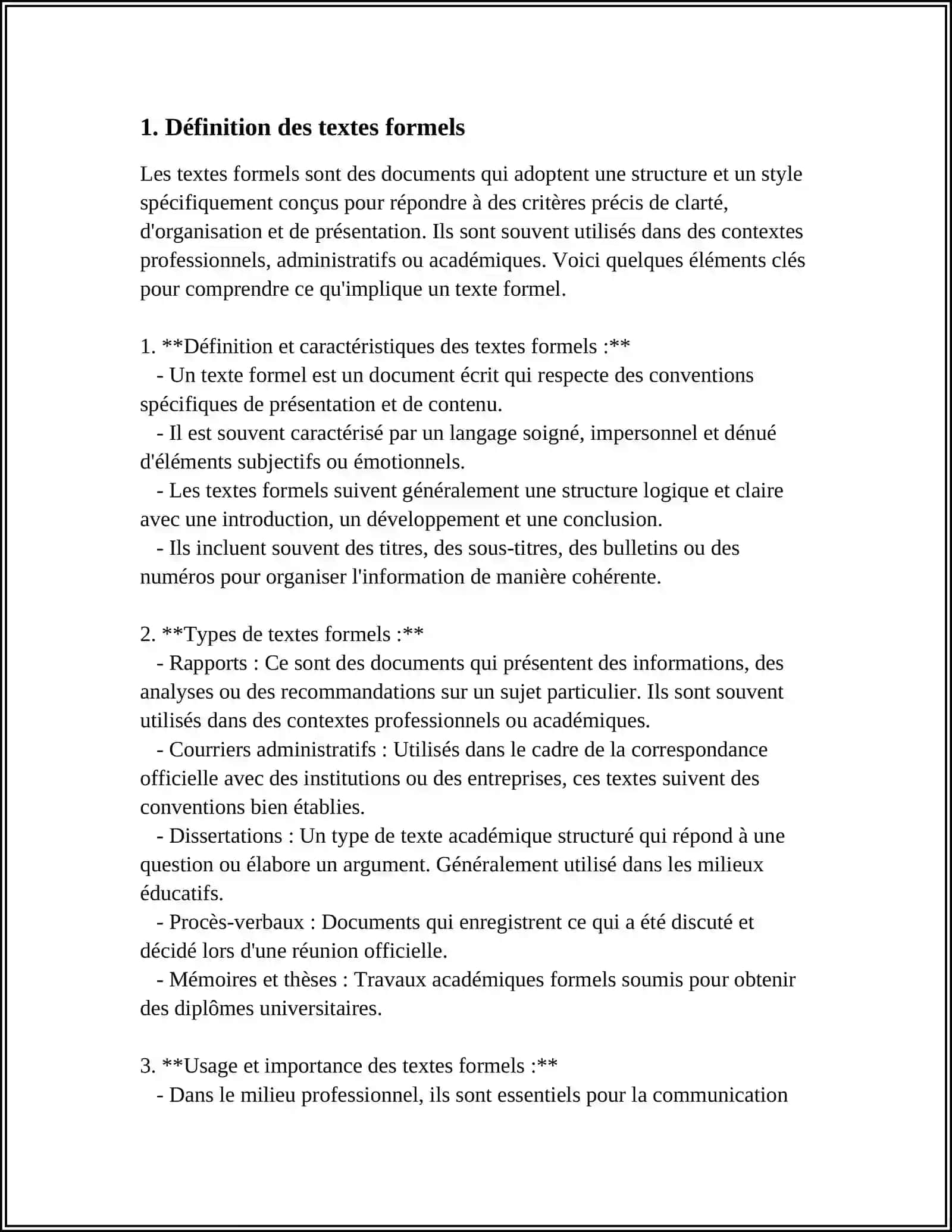 TEXTES FORMELS, INFORMELS ET SPÉCIALS 3