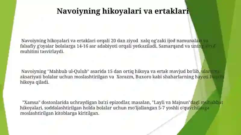 Navoiy asarlarining bolalar adabiyotida tutgan oʻrni 3