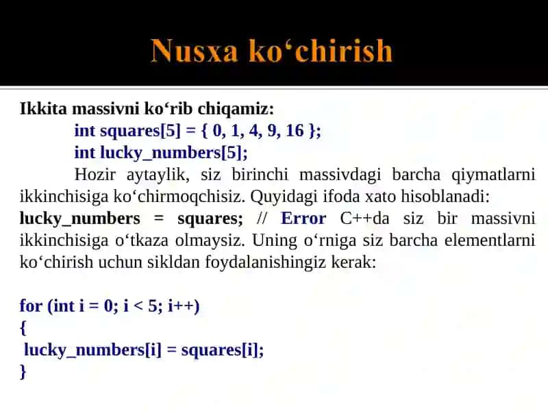Massivlar uchun umumiy algoritmlar 3