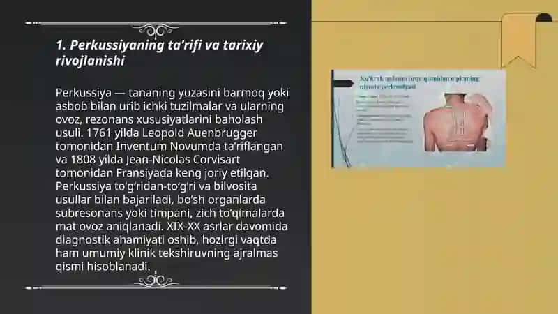 Perkussiya- obektiv tekshiruv usuli sifatida 3