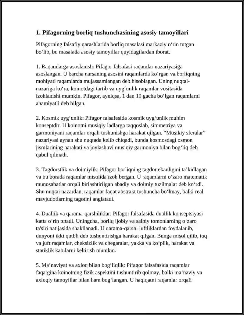 PIFAGORNING FALSAFIY QARASHLARIDA BORLIQ MASALASI 3