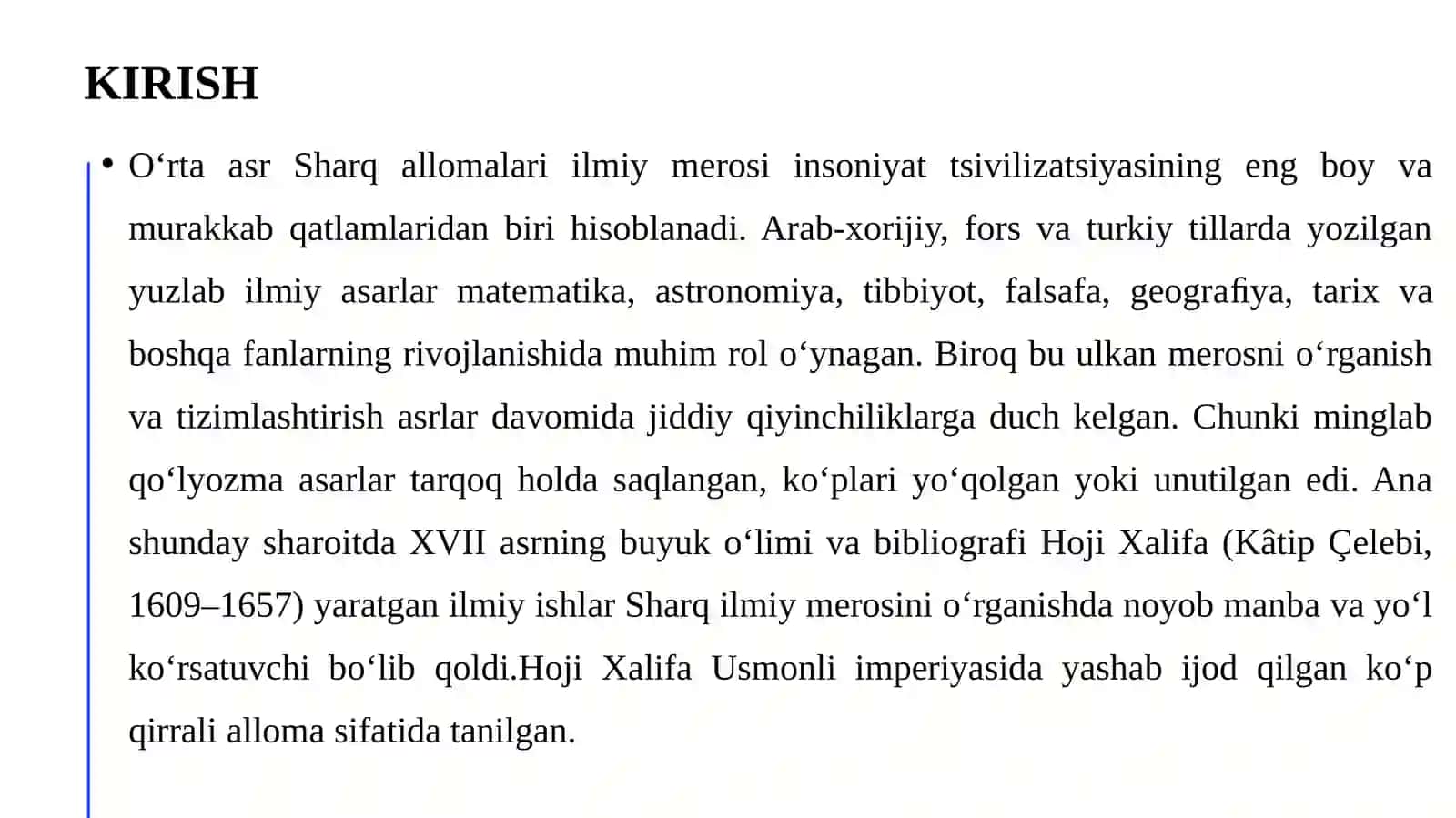 Hoji Xalifa asarining O‘rta asr Sharq allomalari ilmiy merosini o‘rganishdagi o‘rni. 3