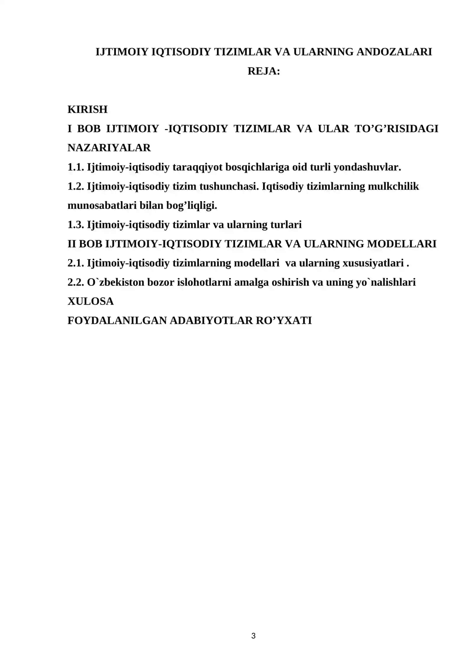 IJTIMOIY IQTISODIY TIZIMLAR VA ULARNING ANDOZALARI 3