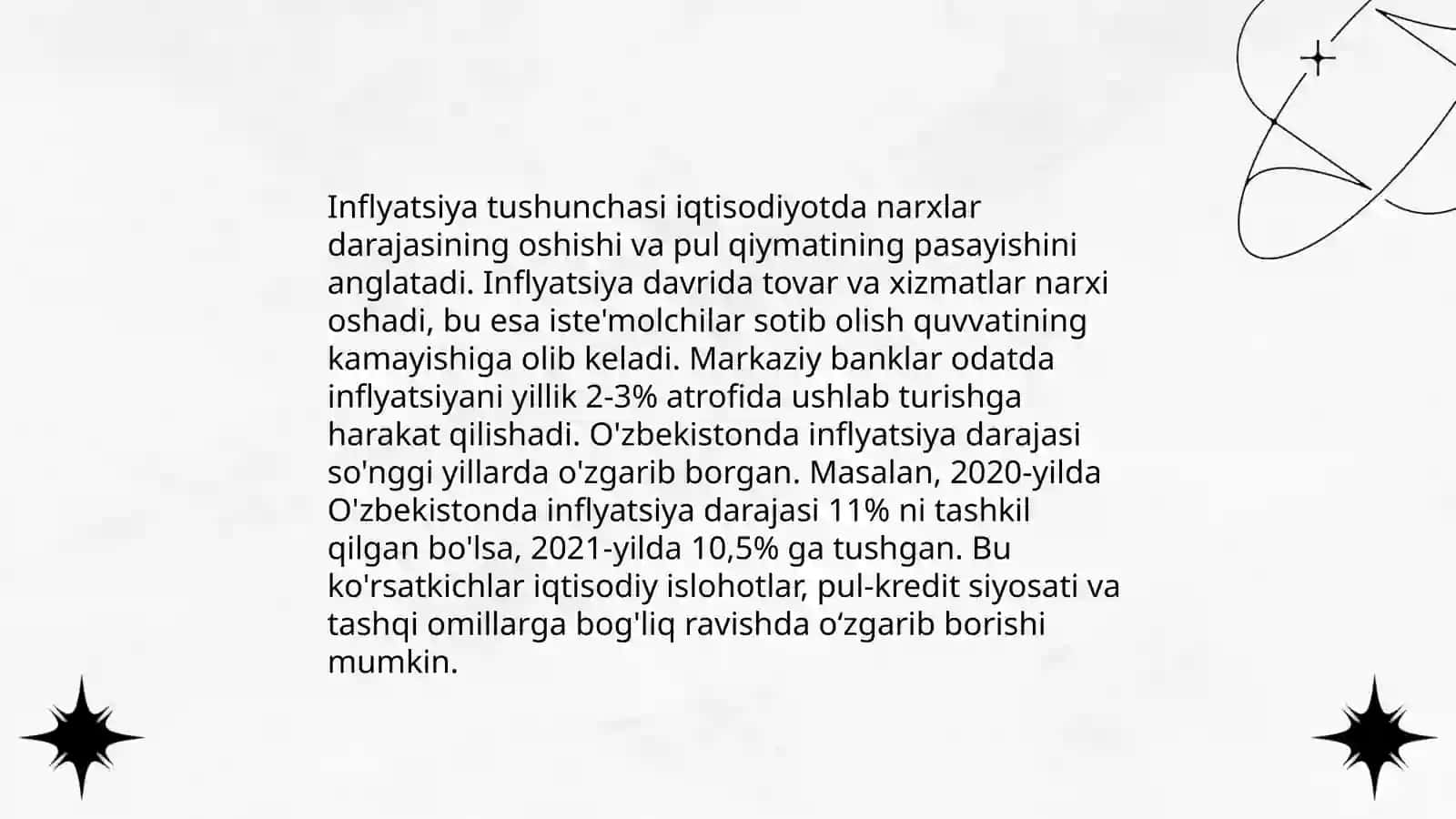 Inflyatsiya va uning turlari. Pulning barqarorligini ta'minlash yo'llari 3