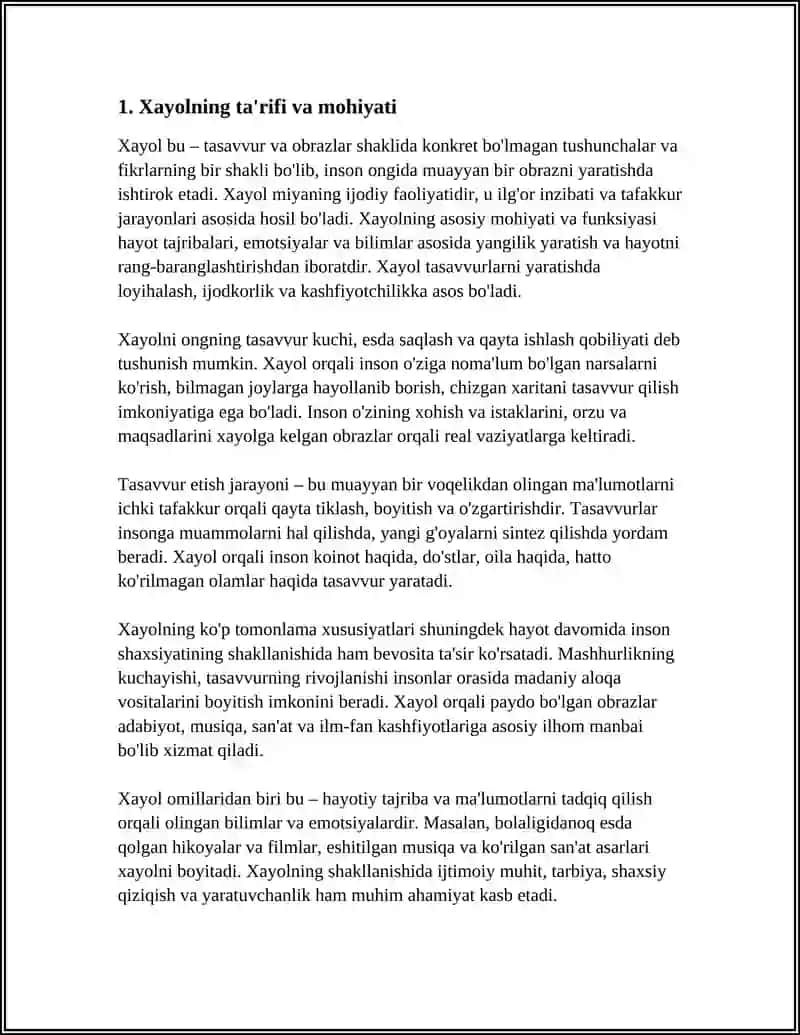XAYOL HAQIDA TSHUNCHA 3