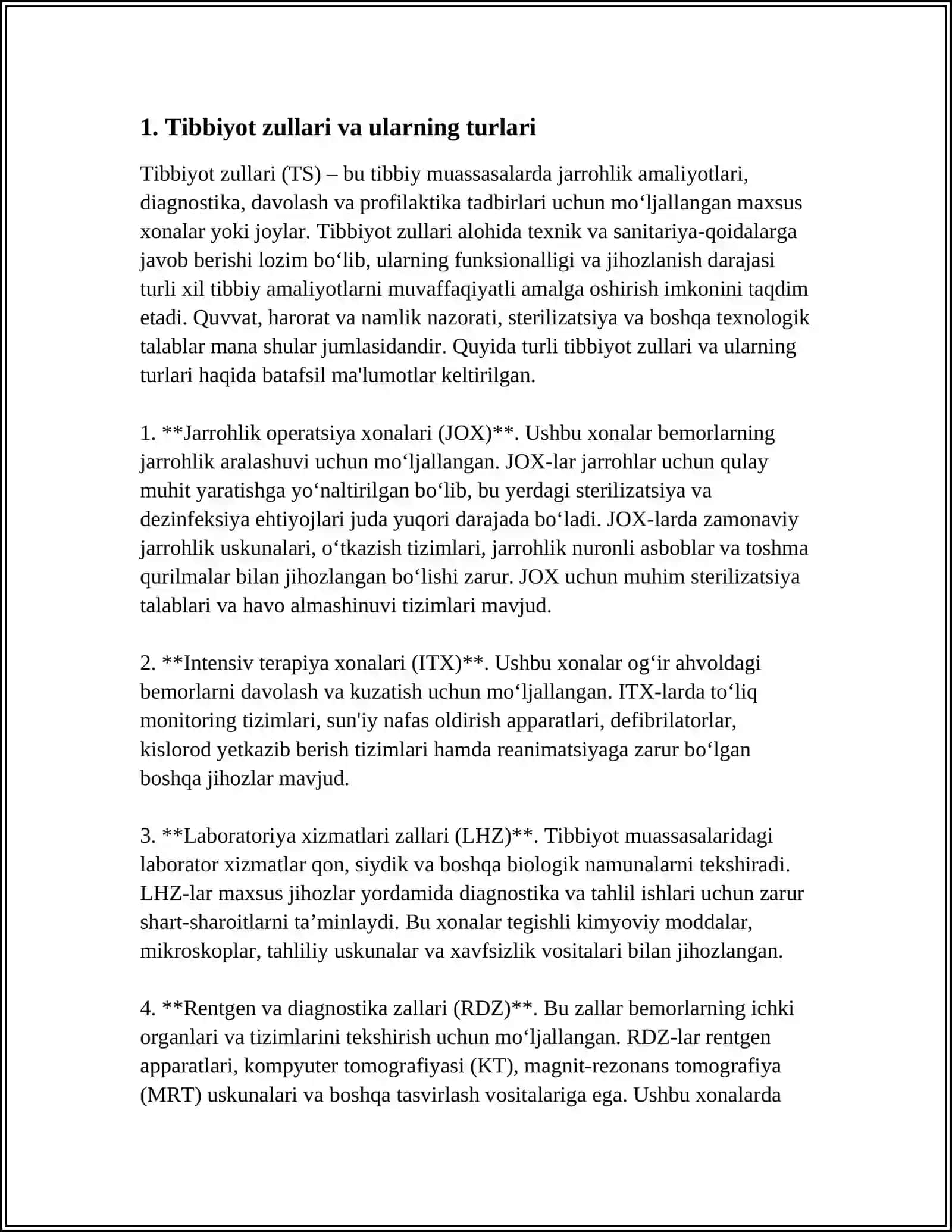 TIBBIYOT ZULUKLARI, AXAMIYATI VA ULARNING SAQLANISHIGA QOYILGAN TALABLAR 3