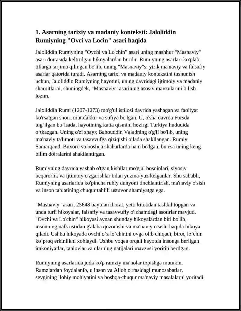 Jalolidin Rumiyning Ovci va Locin Asari Haqida 3