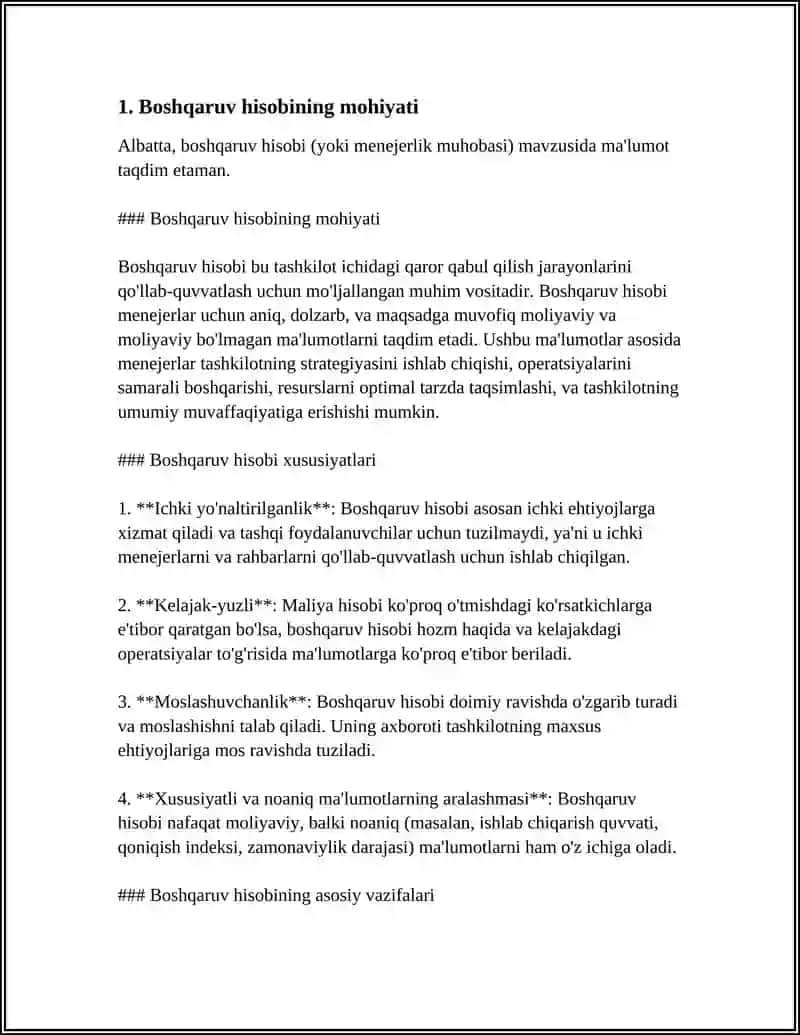 REFERAT Mavzu: BOSHQARUV HISOBI FANIGA KIRISH 3