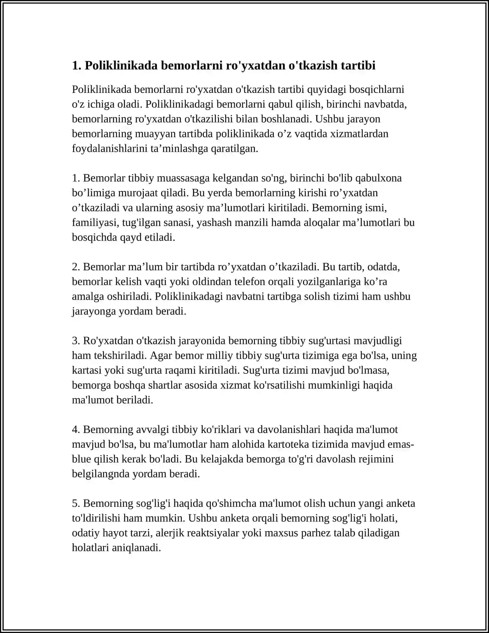 POLIKLINKADA BEMORLARNI QABUL QILISH 3