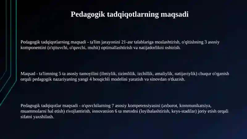 Pedagogika fanining maqsadi, vazifalari va ilmiy tadqiqot metodlari tasnifi 3