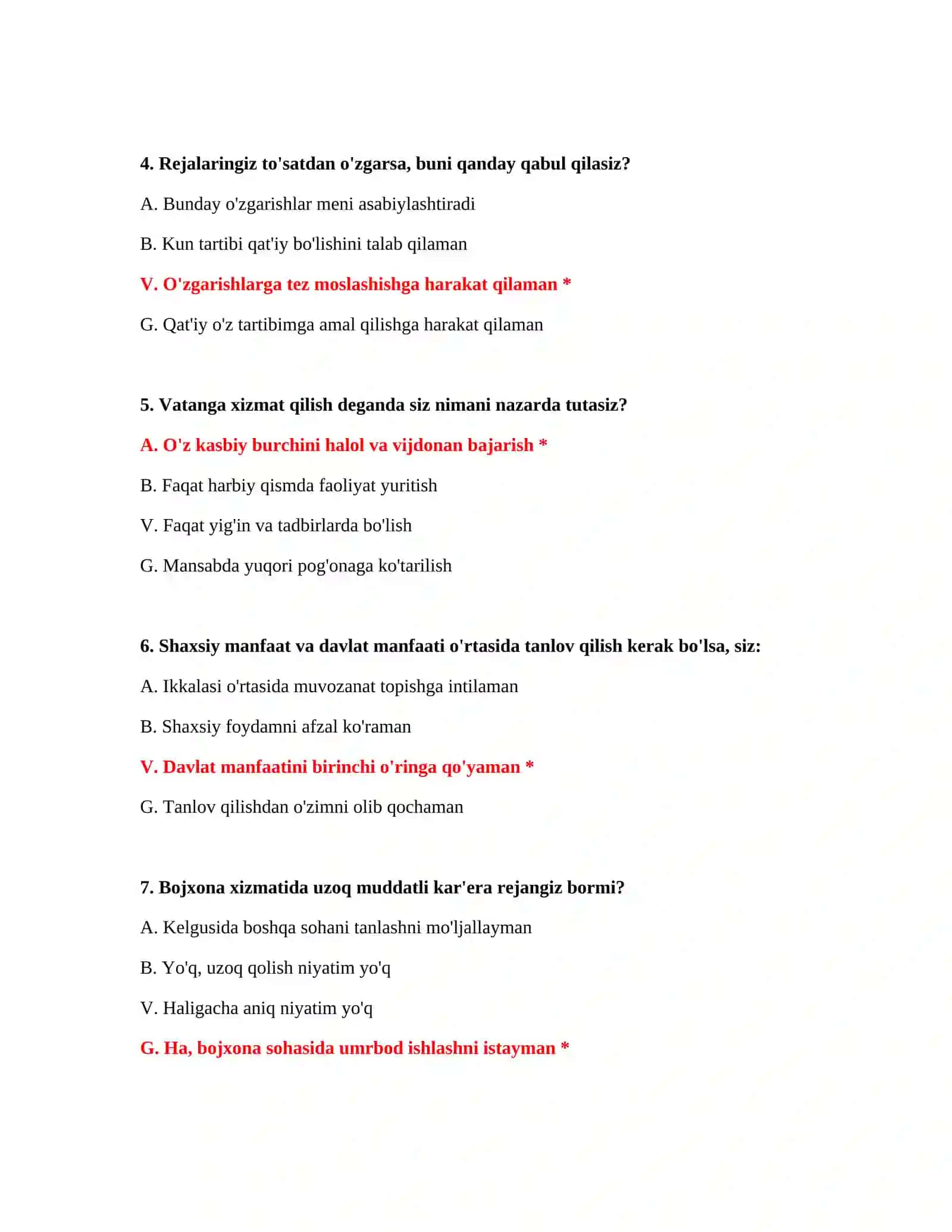 Bojxona ishga kirish uchun psixologik va mantiqiy testlar 3