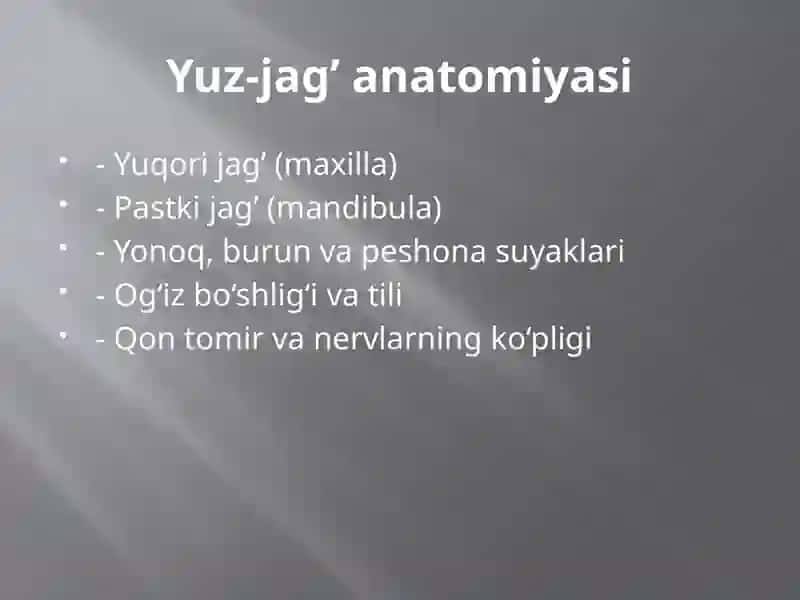 Yuz-jag’ sohasida jarohatlari va uning asoratlari (shok, asfiksiya, qon ketish) 3