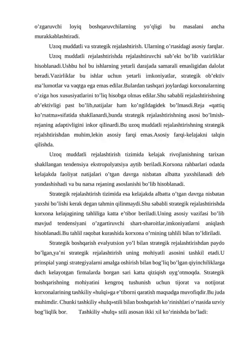 Strategik rejalashtirishning mohiyati va vazifalari 3