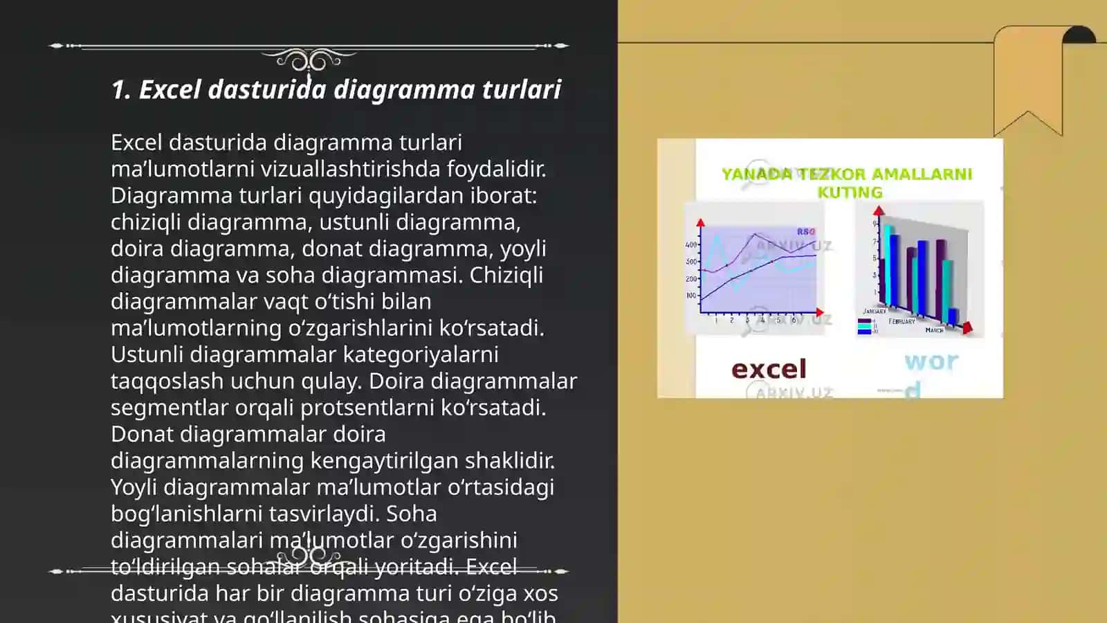 Excel dasturida diagrammalar yaratish 3