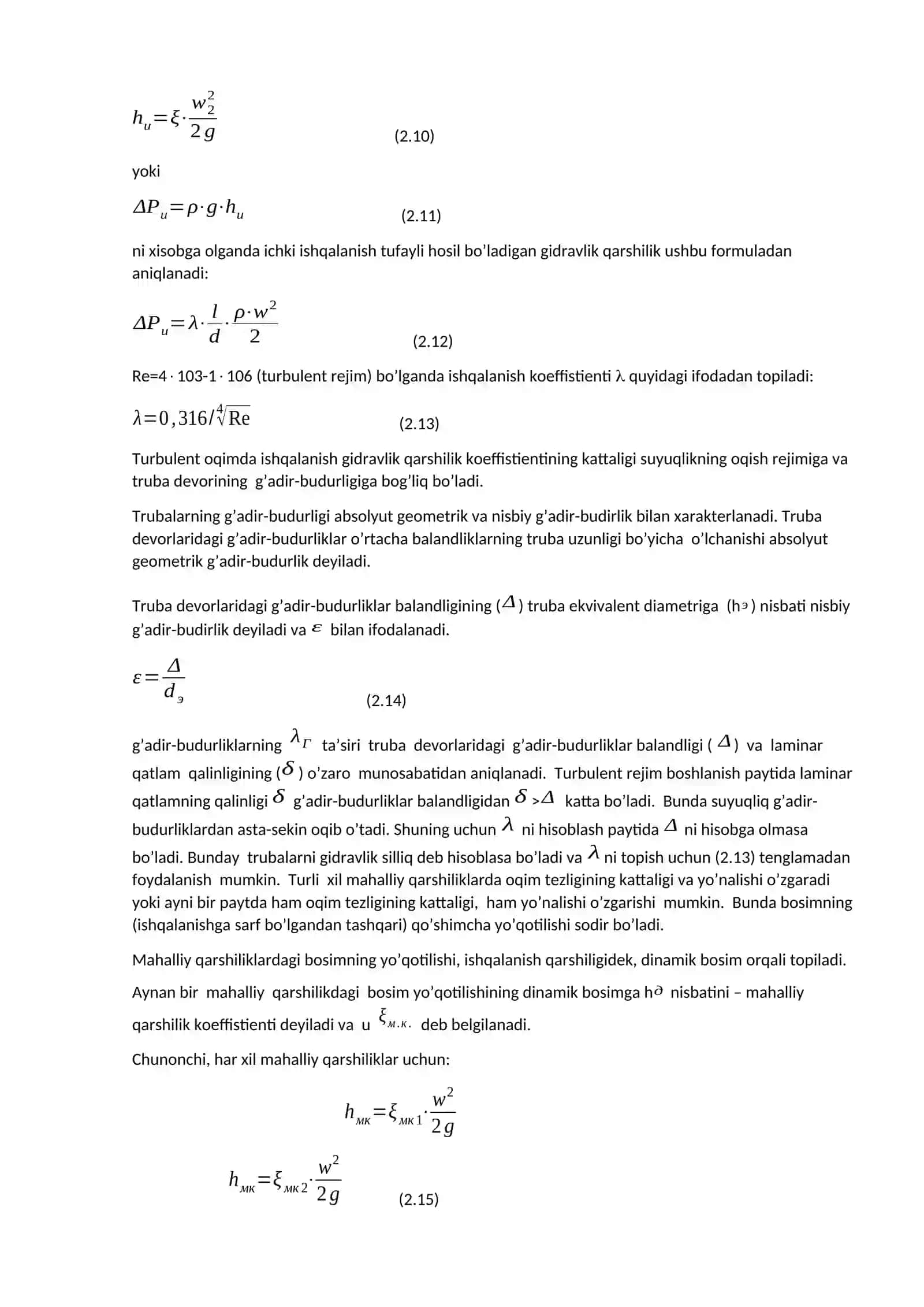 2-LABORATORIYA ISHI: TRUBALARDA MAHALIY VA ICHKI ISHQALANISH QARSHILIKLRINI ANIQLASH 3