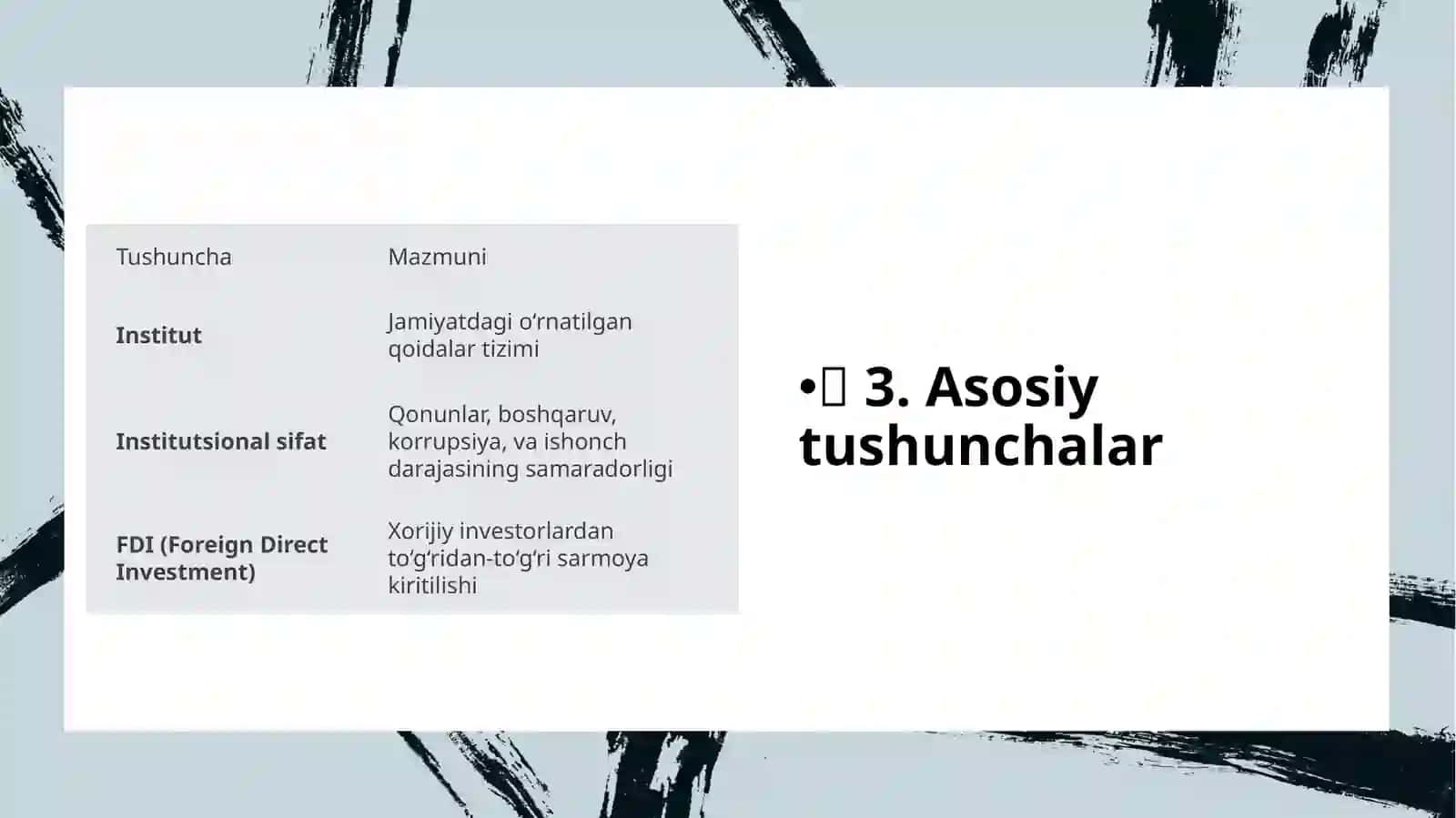 Institutsional sifati va xorijiy investitsiyalar oqimi o‘rtasidagi bog‘liqlik 3