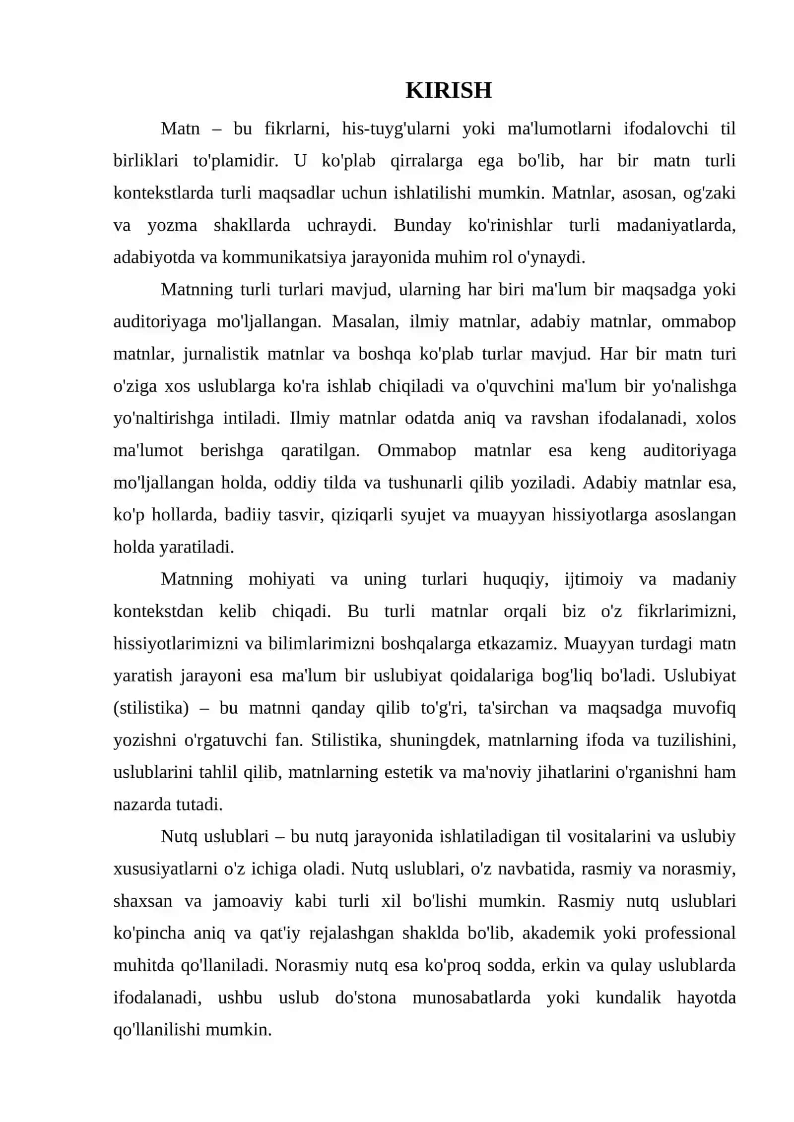 MATN VA UNING TURLARI. USLUBIYAT (STILISTIKA). NUTQ USLUBLARI HAQIDA MA’LUMOT 3