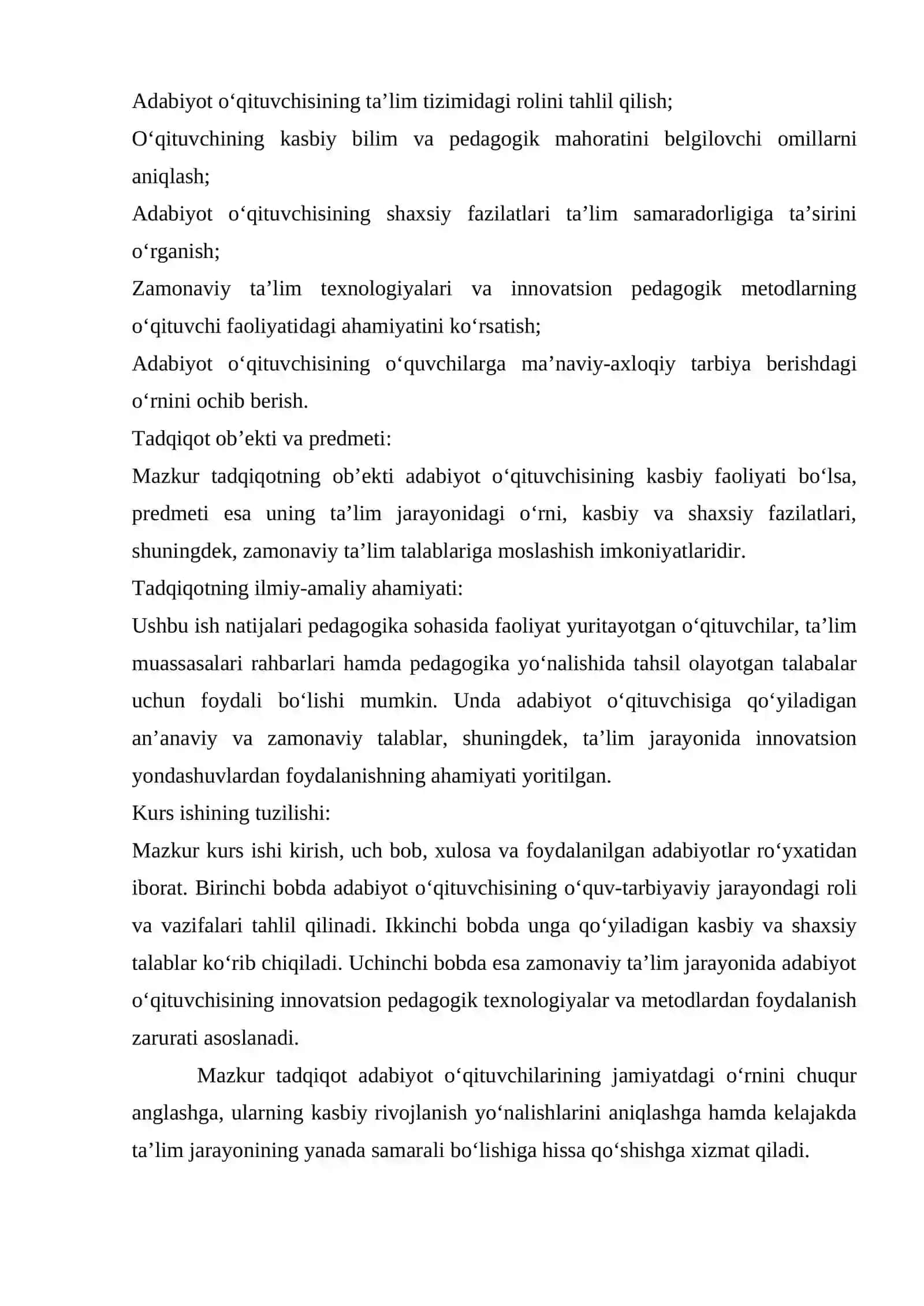 ADABIYOT O`QITUVCHISI VA UNING SHAXSIGA QO`YILADIGAN TALABLAR 3