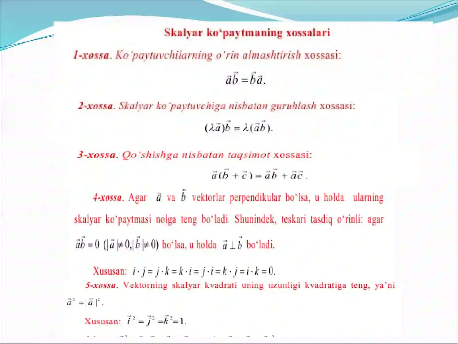 Vektorlar va ularning xossalari 3