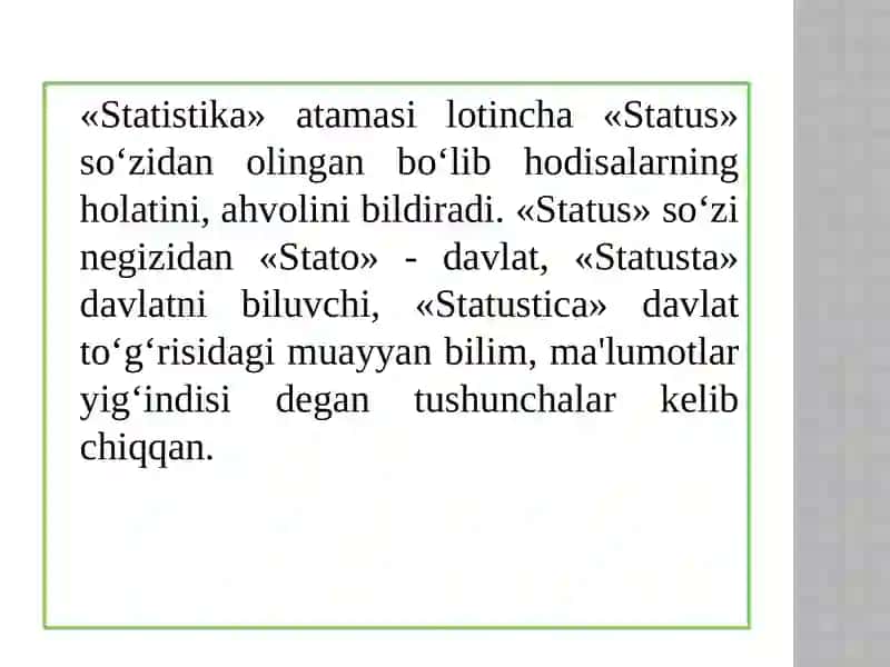 STATISTIKA FANINING PREDMETI, METODI VA TASHKIL ETILISHI 3