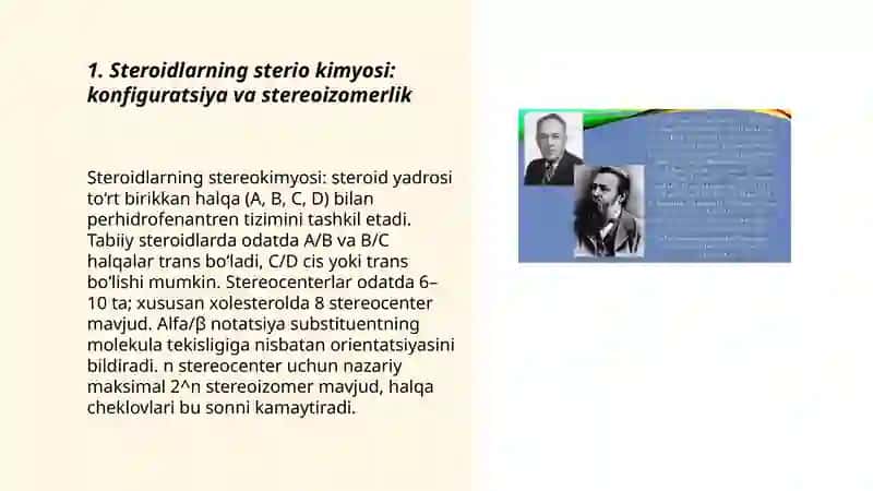 Steroidlar va terpenlarning sterio kimyosi 3