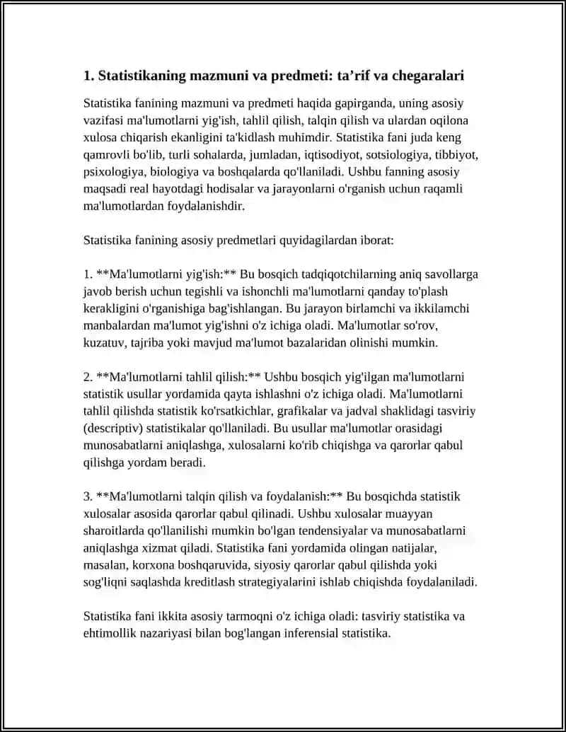 STATISTIKANING MAZMUNI PREDMETI VAS ASOSIY VAZIFALARI NIMALARDAN IBORAT 3