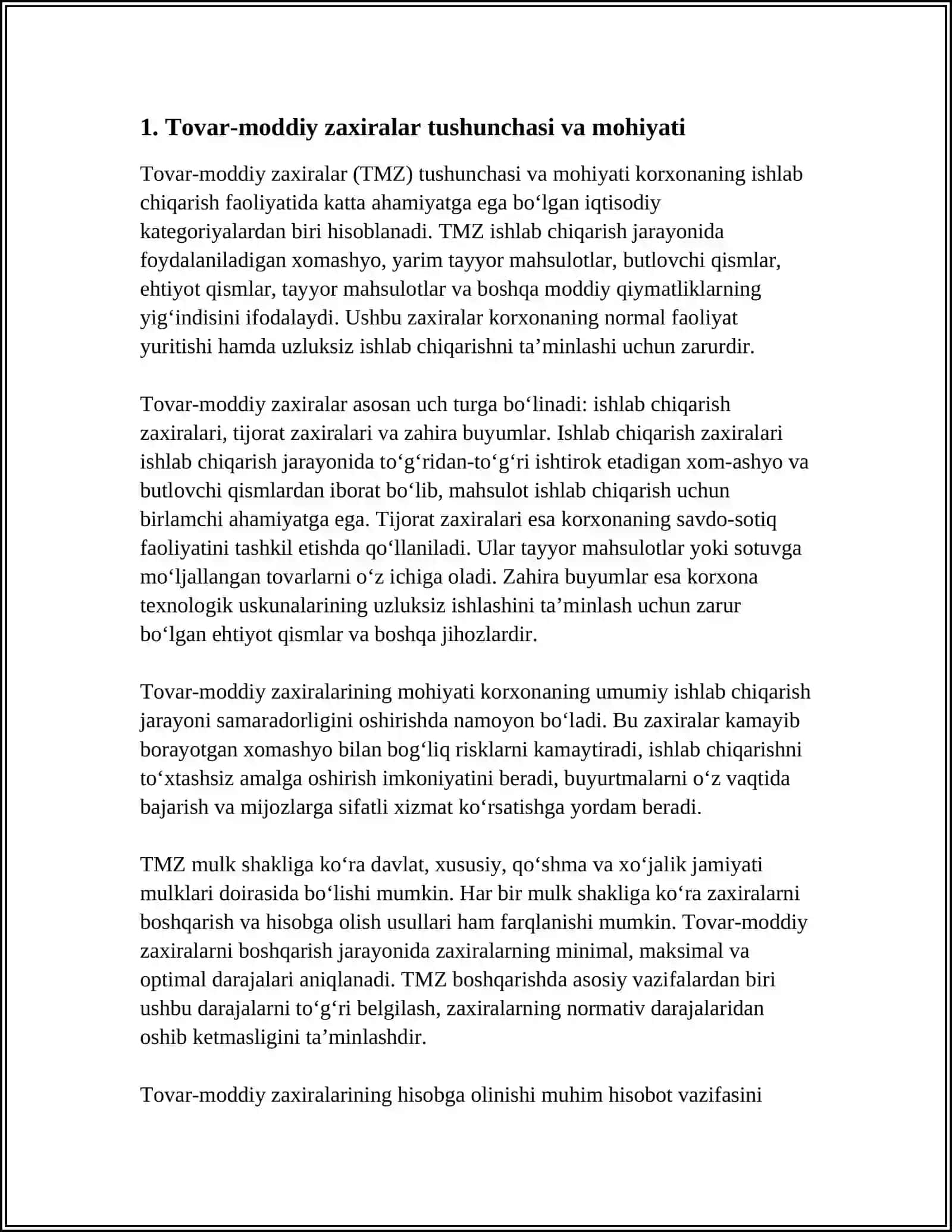 TOVAR-MODDIY ZAXIRALAR TUSHUNCHASI VA HISOBGA OLISH VAZIFALARI 3