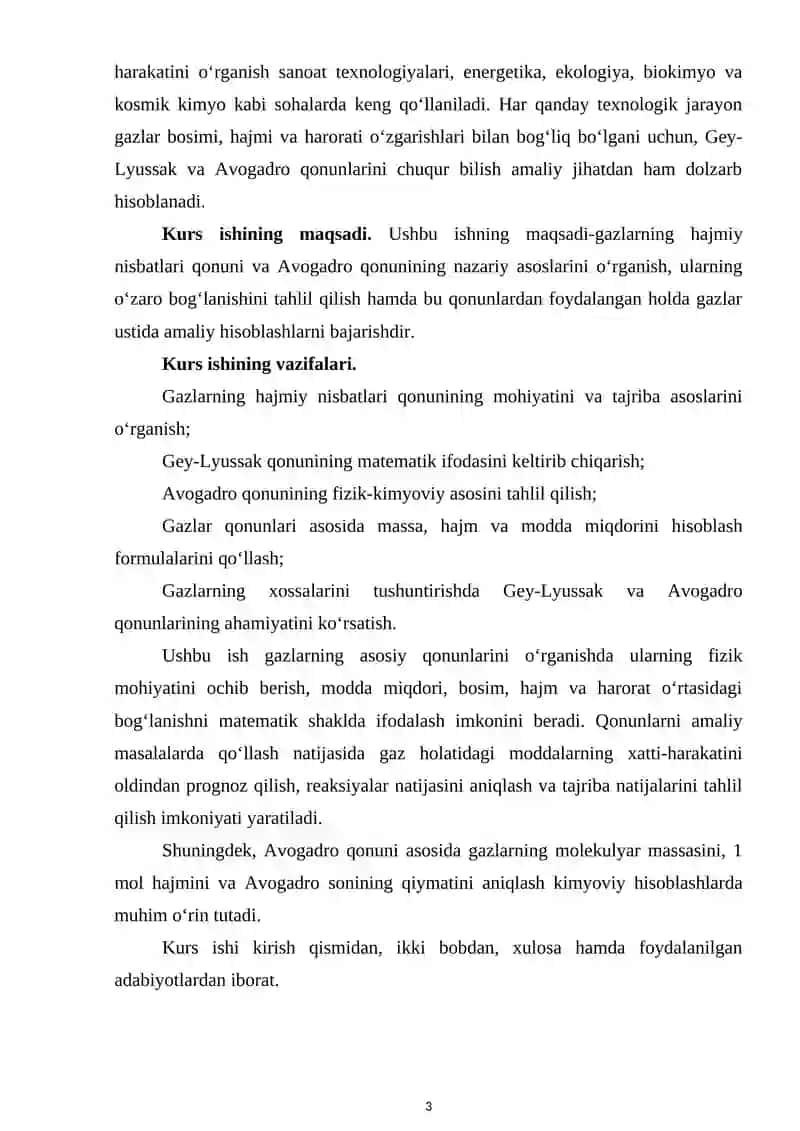 GAZLARGA OID QONUNLAR ASOSIDA KIMYOVIY MASALALAR YECHISH 3