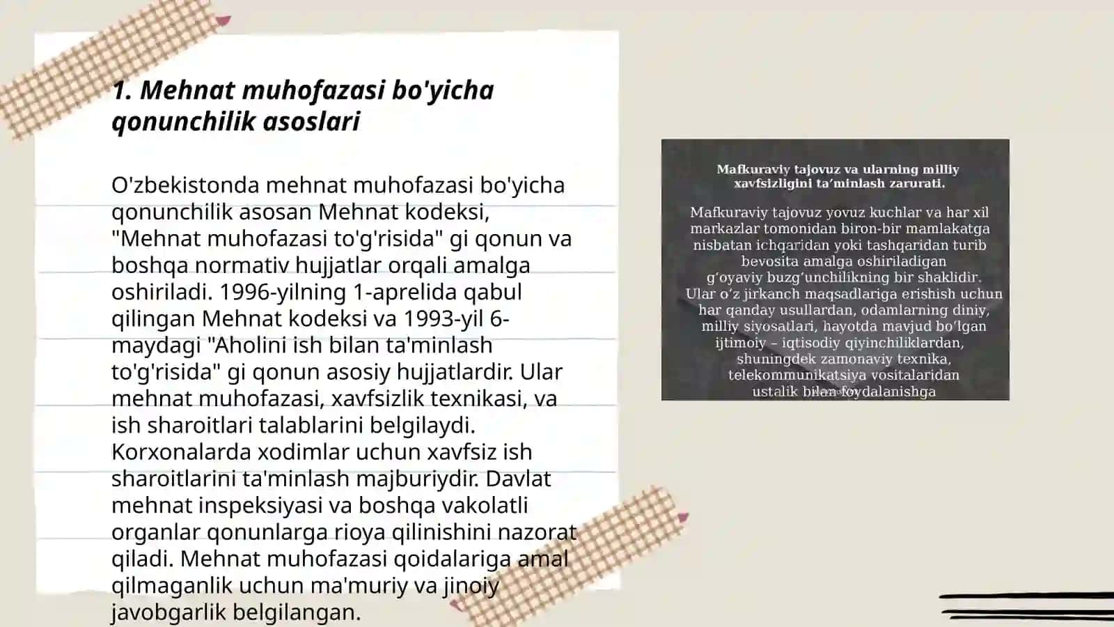 Sogʻlom va xavfsizlik mehnat sharoitlarini ta'minlashga doir chora tadbirlar Aliboy Usmonov 3