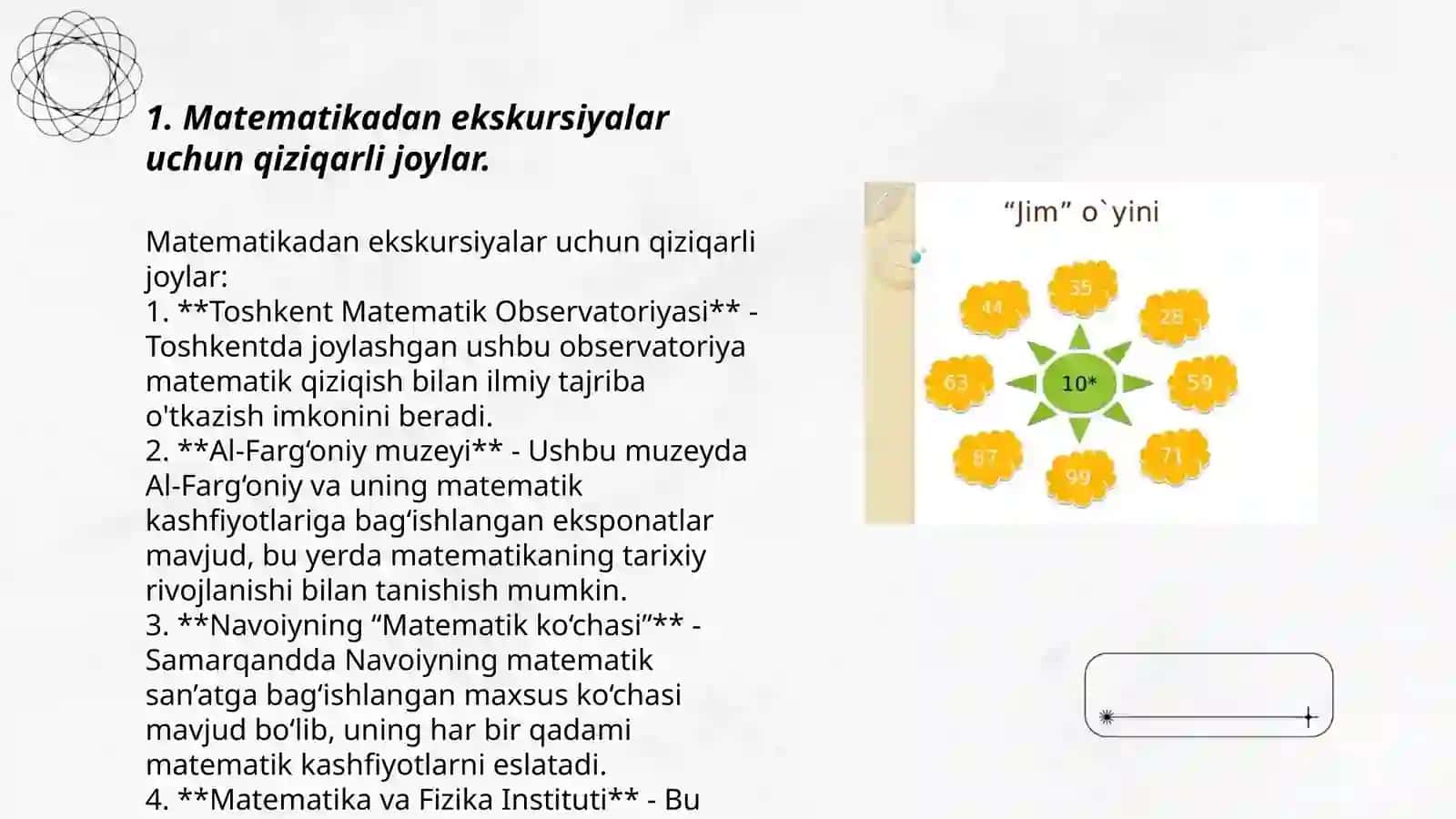 Matematikadan ekskursiyalar, ertaliklar oʻyinlarni tayyorlash va oʻtkazish metodikasi 3