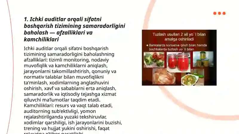 Ichki auditlar orqali sifatni boshqarish tizimining samaradorligini baholash 3