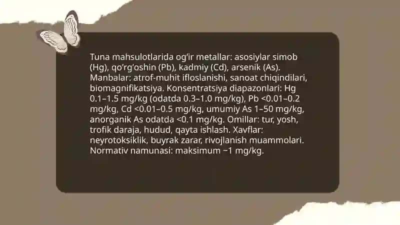 Tuna baliq mahsulotlari tarkibidagi ogʻir metallar 3