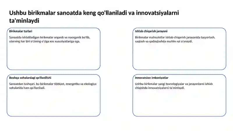 Guruh elementlarining binar birikmalari va sanoatdagi ahamiyati 3