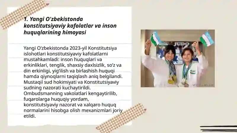 Yangi O'zbekistonda inson haq huquqlari va erkinliklarini kafolatining yaratilishi 3