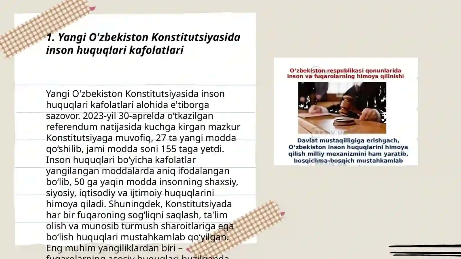 Yangi O‘zbekistonda inson haq -huquqlari va erkinliklari kafolatining yaratilishi 3