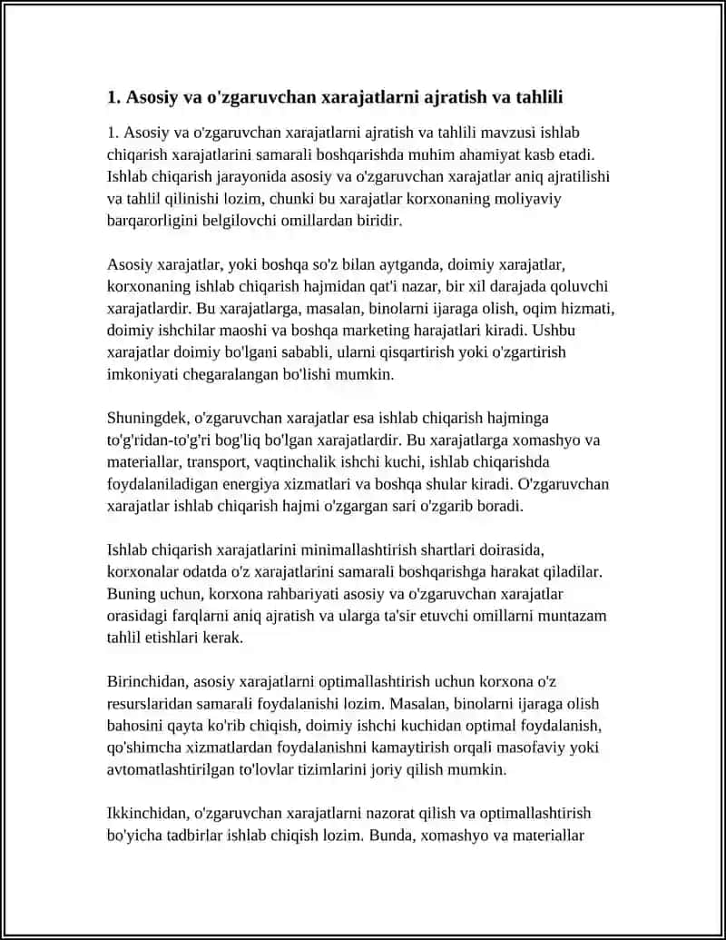 ISHLAB CHIQARISH XARAJATLARINI MINIMALLASHTIRISH SHARTLARI VA KORXONANING ZARARSIZ ISHLASH NUQTASINI HISOBLASH YÓLLARI 3