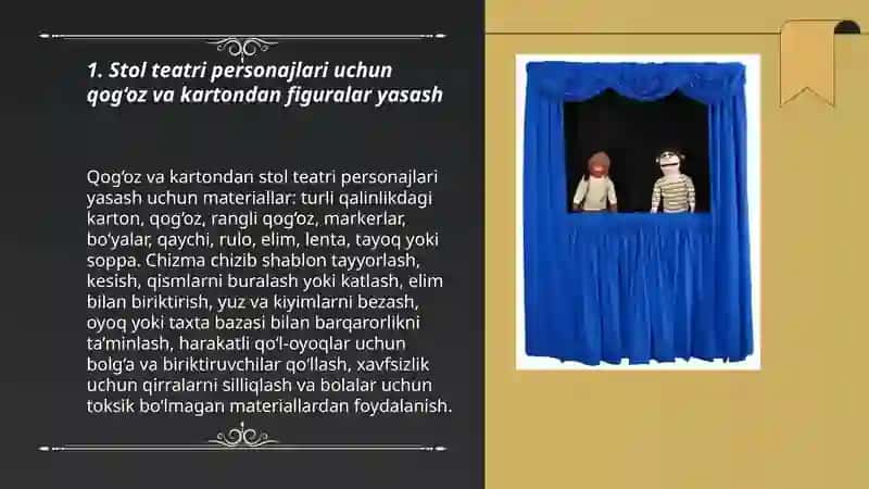 Stol teatri uchun personajlar yasash va uni sahnalshtirish 3