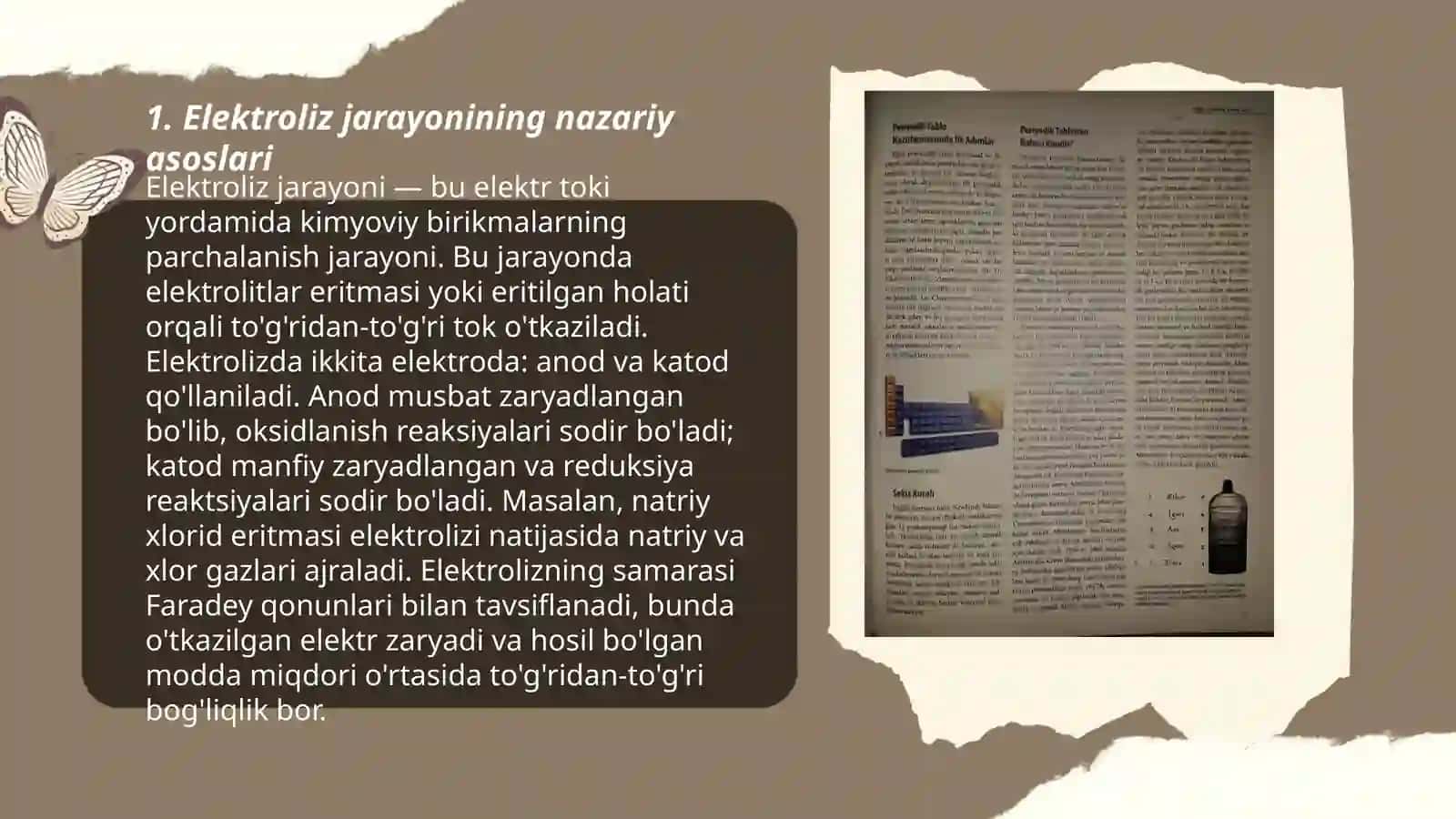 Suyuqlanmalar va eritmalar elektrolizining amaliy qoidalari va ulardan kimyoviy texnologiyada foydalanish 3