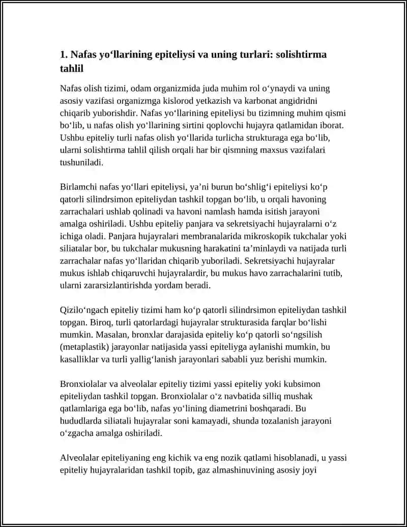 NAFAS OLISH TIZIMI A'ZOLARINING QIYOSIY GISTOLOGIK TASNIFI 3