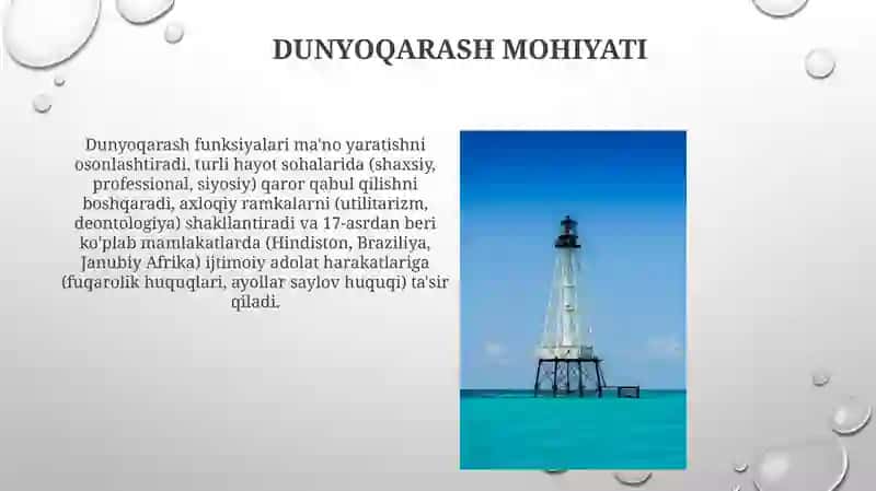 Dunyoqarashning mohiyati, tuzilishi va asosiy funksiyalari haqida esse 3