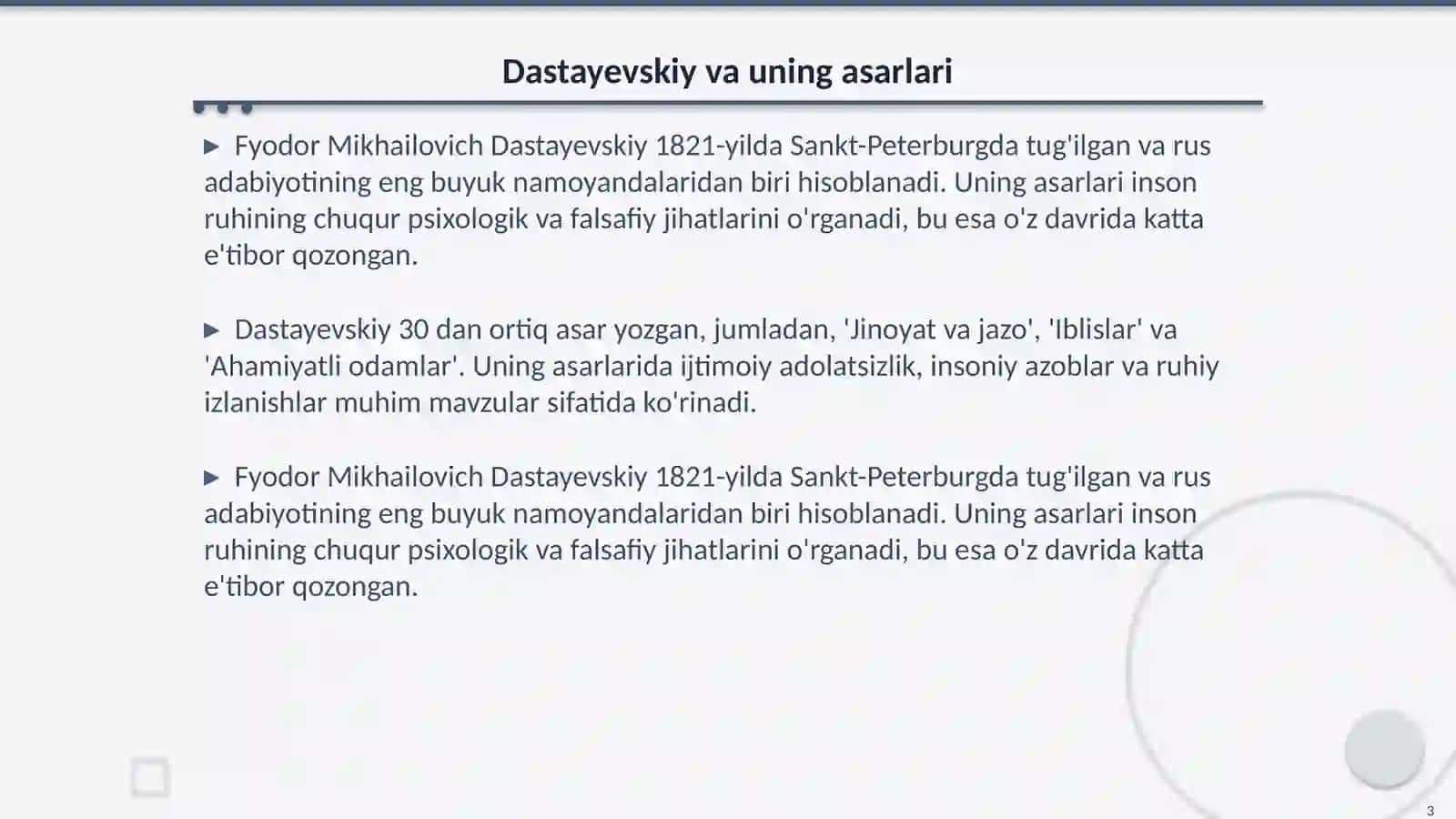 Dastayevskyning "Oydin tunlar" asari 3